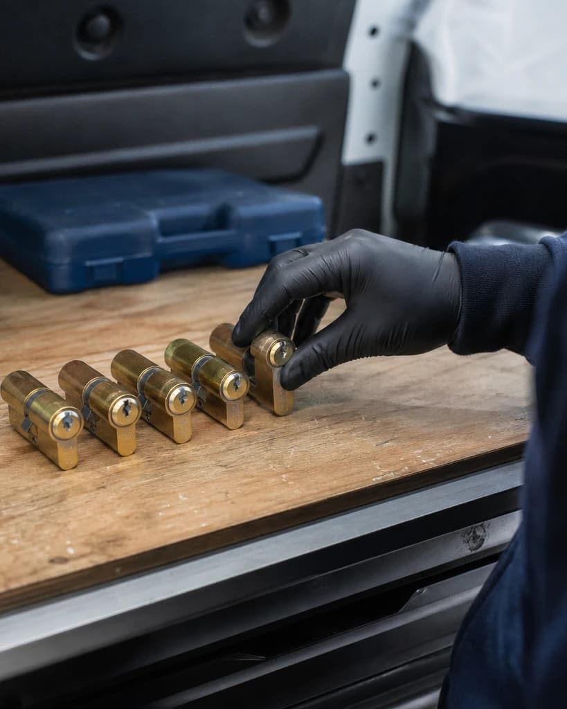 Rekeying being carried out by a locksmith